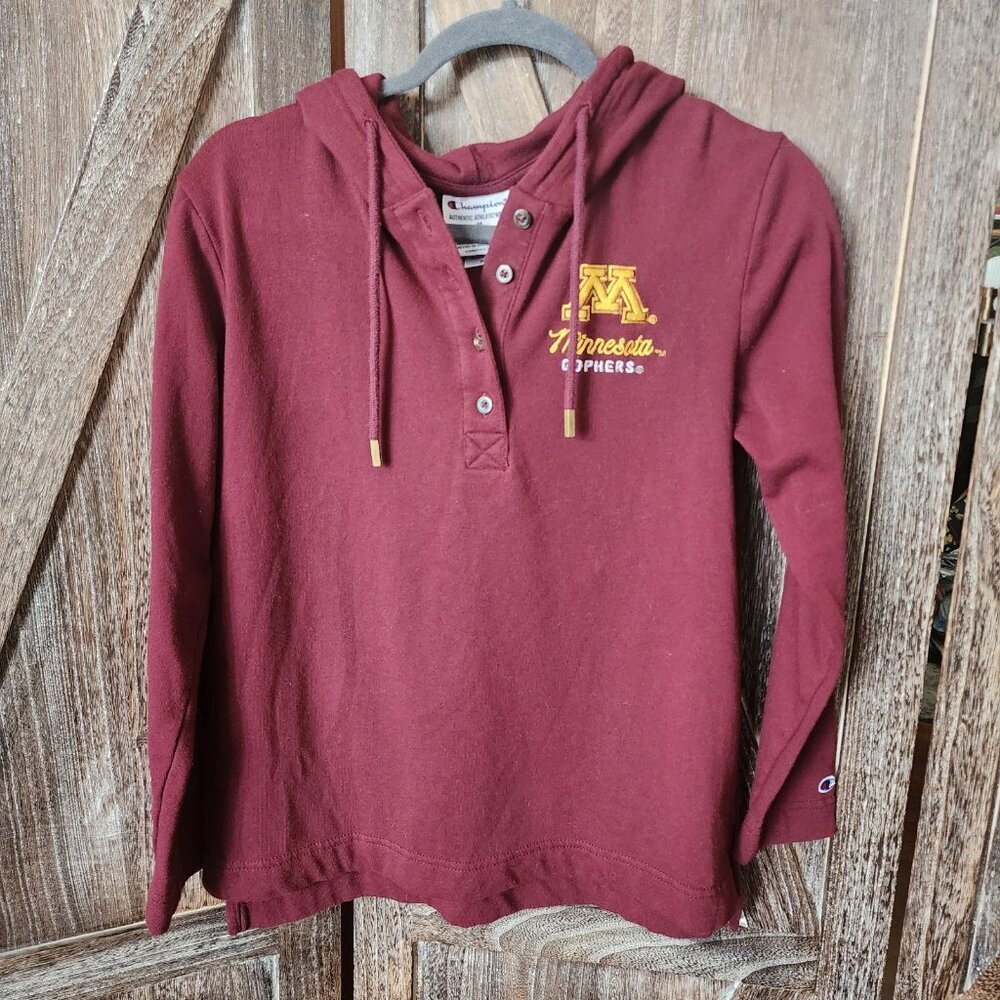 Champion Authentic Athleticwear Minnesota Golden Gophers Hooded Top Size M EUC